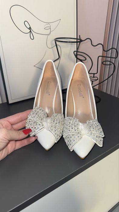 Туфли белый, туфли золушки с бантом