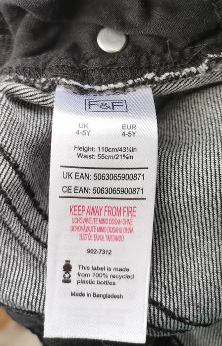 Blugi fete F&F slim fit mărimea 4-5 ani 110cm negri ca noi