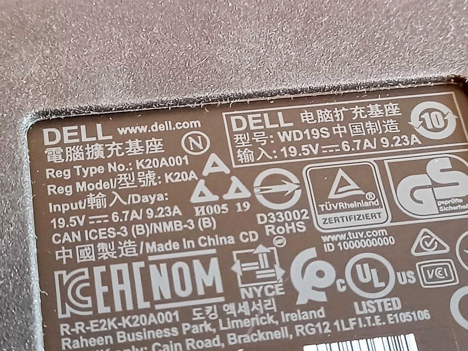 Dell WD19S K20A 180W Thunderbolt Dock USB C докинг станция