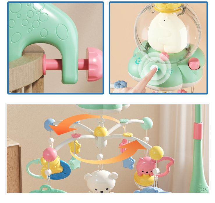 Carusel muzical pentru patut bebe ,Lumini ambientale, Control tactil