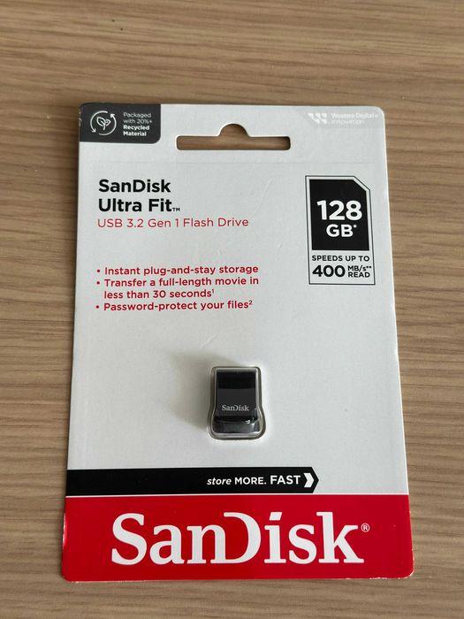 Memorie USB SanDisk Ultra Fit 128 GB, USB 3.2, Negru, nou, sigilat