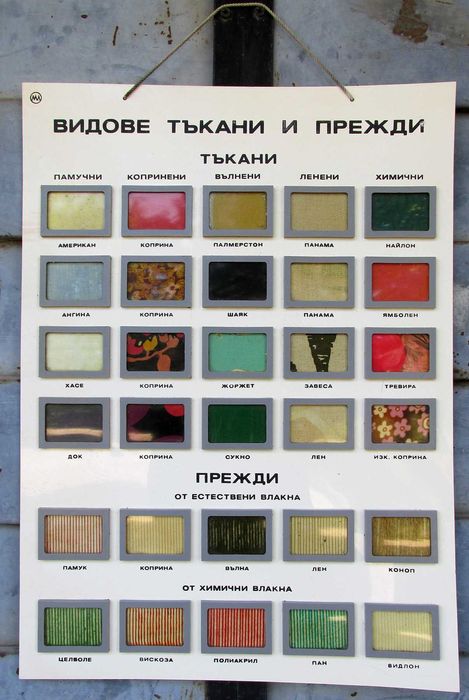 Соц табло "Видове тъкани и прежди"