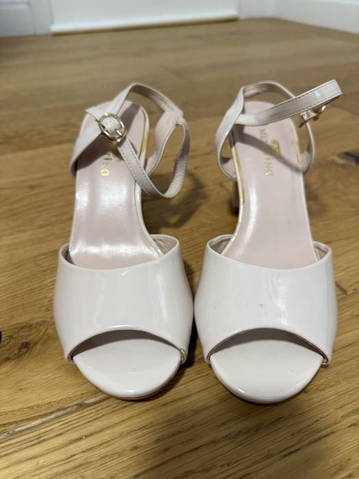 Sandale bej, piele ecologica lucioasa, 38