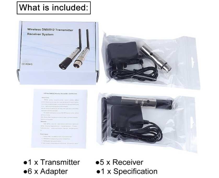 CHINLY DMX 512 wifi DFI DJ Wireless System Receiver+Transmitter 2.4Ghz