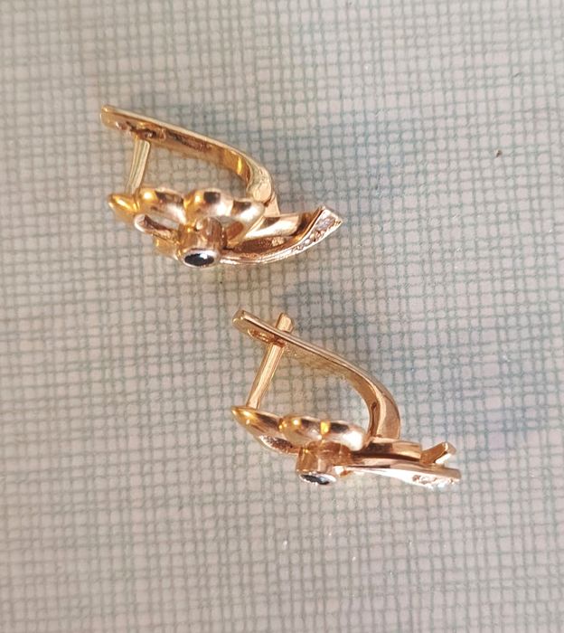 Серьги лимонное золото 585 пробы