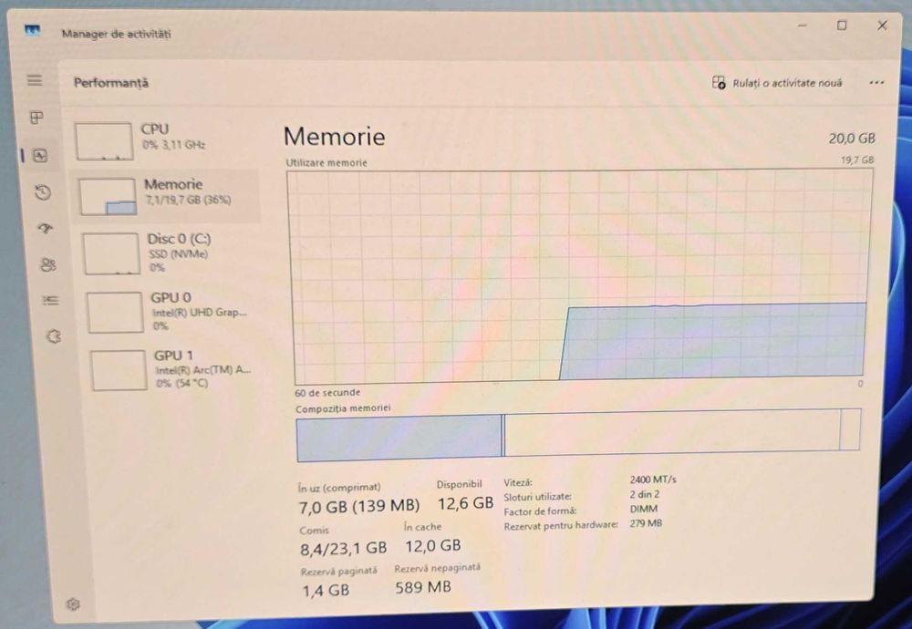 Unitate gaming: Intel 12400, Intel ARC 770 16GB, NVME Samsung , 20Gb DDR4, Corsair 2500X
