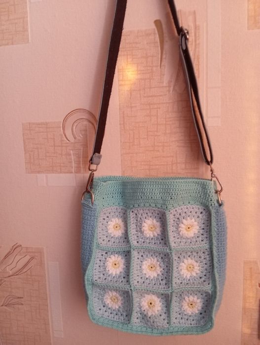 Вязаная сумка Ромашки