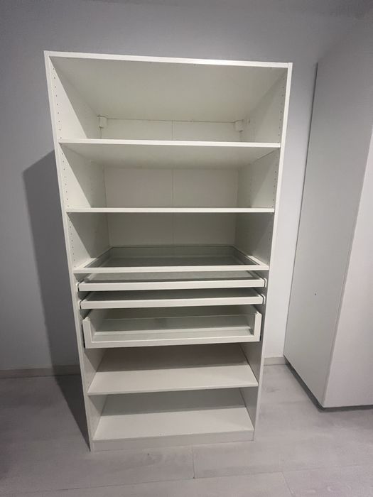 Dulap IKEA PAX alb 100 cm + KOMPLEMENT sertar sticlă și tăvi extensibile
