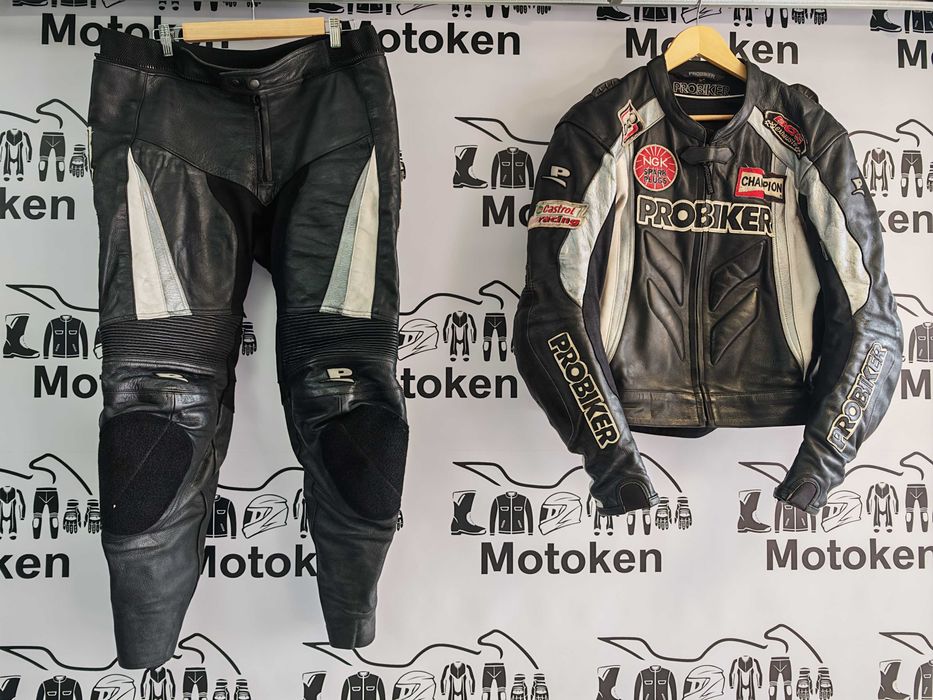 Costum moto piele Probiker cu cocoasa marime 54