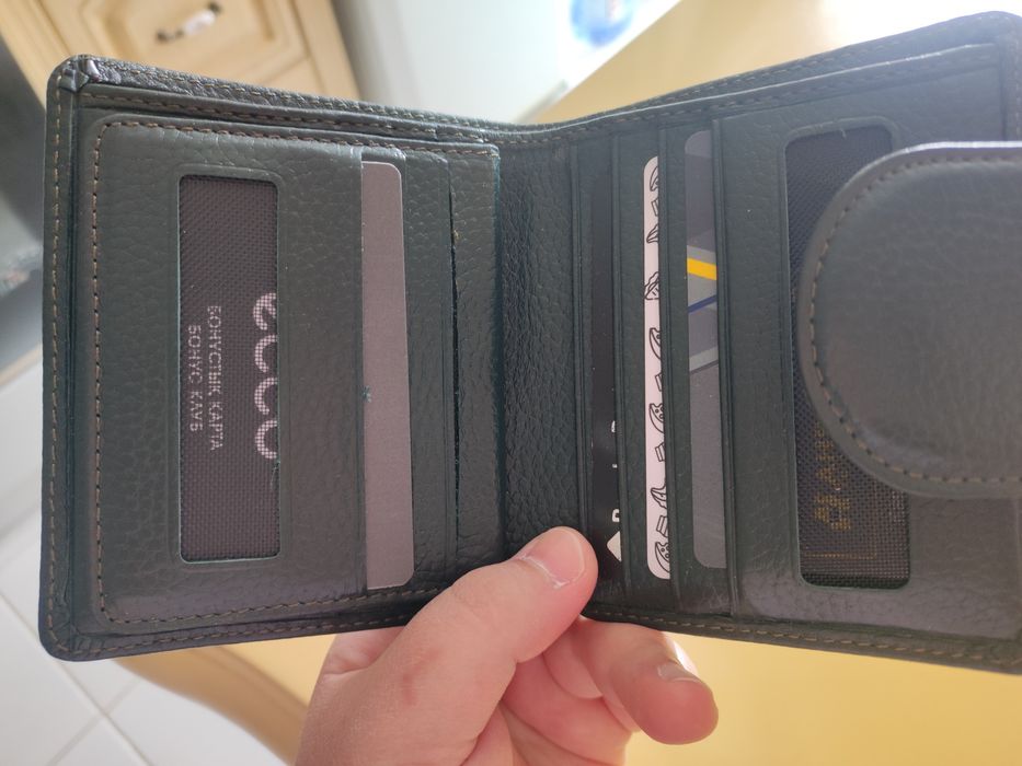 кошелек темно зеленый натуральная кожа