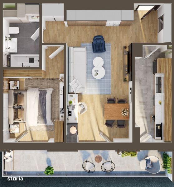Apartament semifinisat - 2 camere I 54mp I Balcon I Parcare - Fabricii