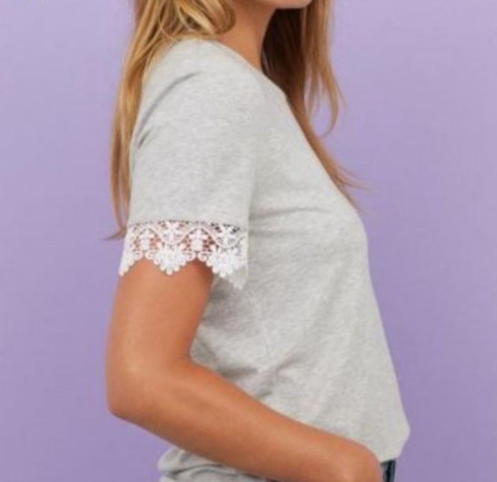 сива тениска с дантела H&M