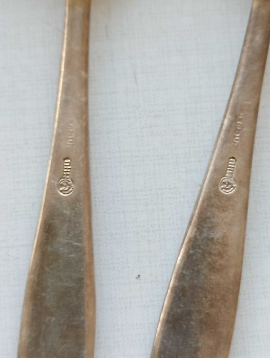 Новые Позолоченные мельхиоровые чайные ложки .