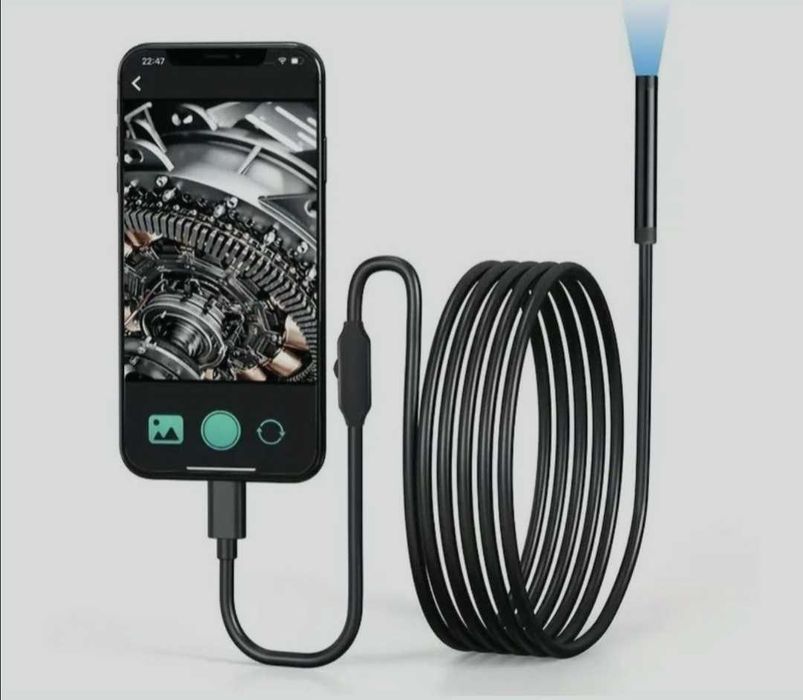 Camera Endoscopică Flexibila 2m cu leduri ajustabile waterproof, Camera Inspectie mecanica fina
