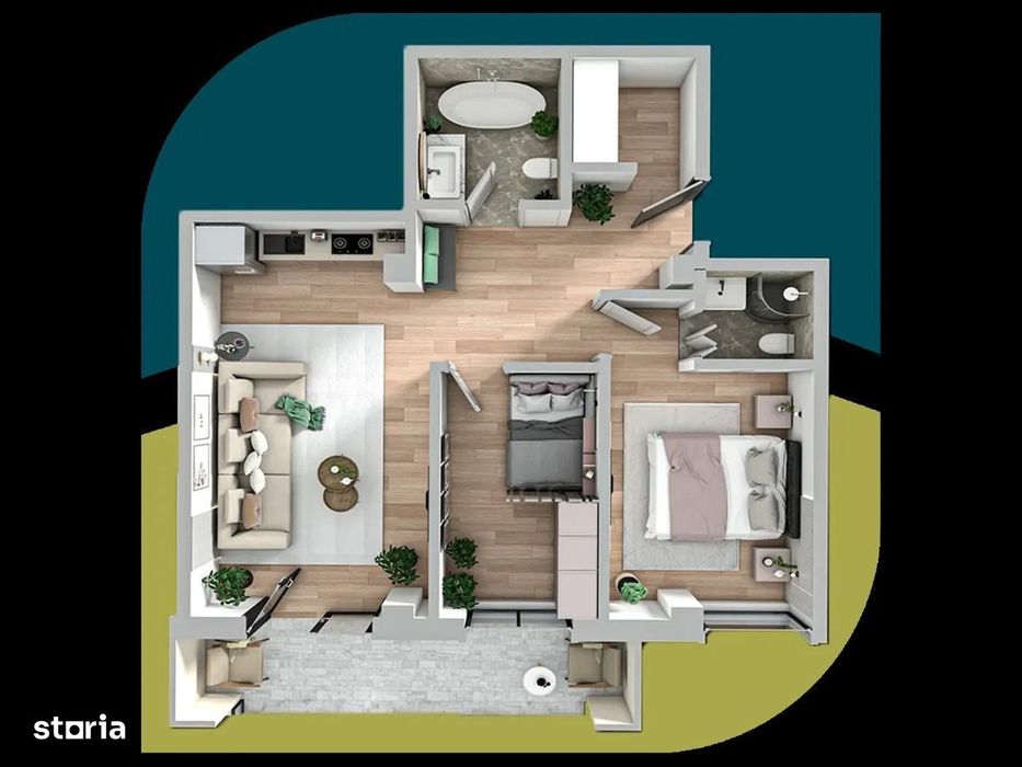 ESQ Village 3 Galata, apartament cu 3 camere, tip 2, etaj 1