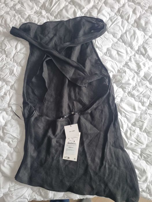 Zara черен потник/мини рокля 100% лен