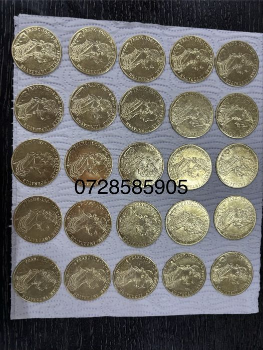 Vand monede placte cu aur de 24k frank iosif 4 ducat