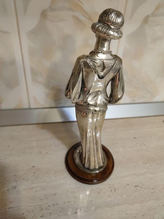 Statuie argintata 925 de colectie veche și cutie lemn argint bijuterii