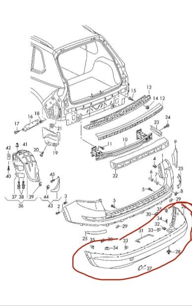 Бампер задний (нижняя матовая часть) Skoda Kodiaq