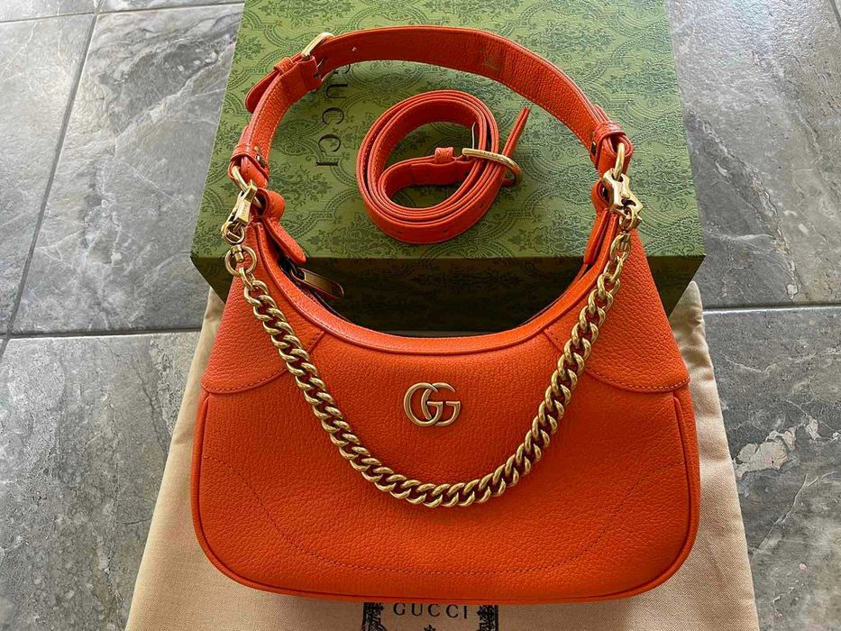 GUCCI Дамска Кожена Чанта Гучи Aphrodite Златно GG Gold Автентична