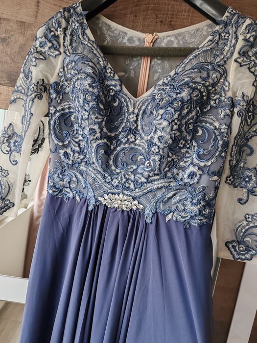 Синя дълга рокля размер S-M 38
