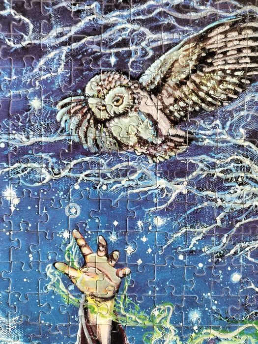 Merlin puzzle frumos fixat ca tablou, cu ramă