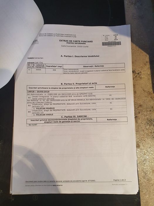 Vând teren sat Salicea 12km de cluj