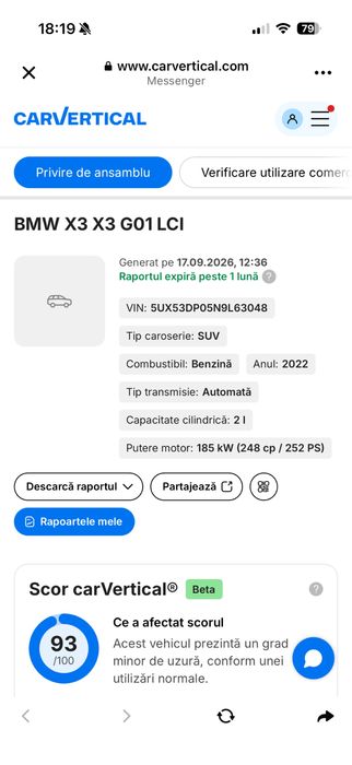 BMW X3 G01 2.0 benzina 252 CP XDrive fabricație 2022 pret in euro model america