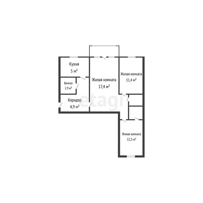 Продаётся самая дешёвая 3-комнатная квартира в 11 мкр. Этаж 1 из 5