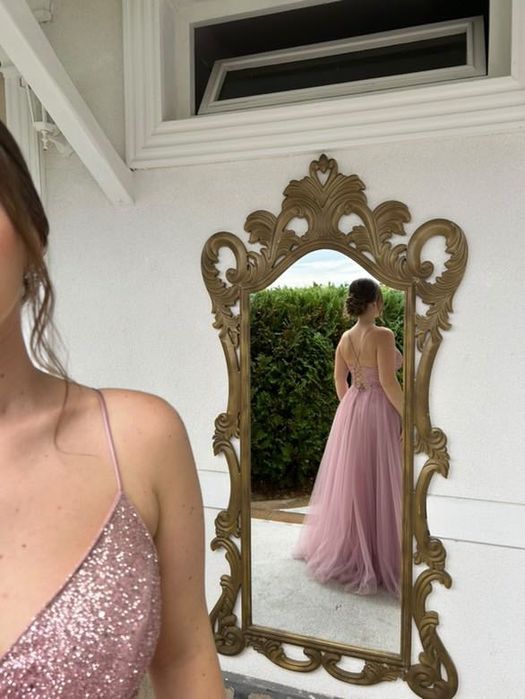 Официална розова рокля