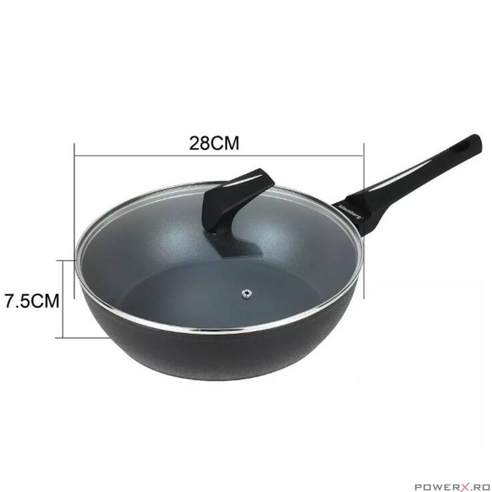 Tigaie din aluminiu, cu capac, marmorata, 28cm, Klausberg