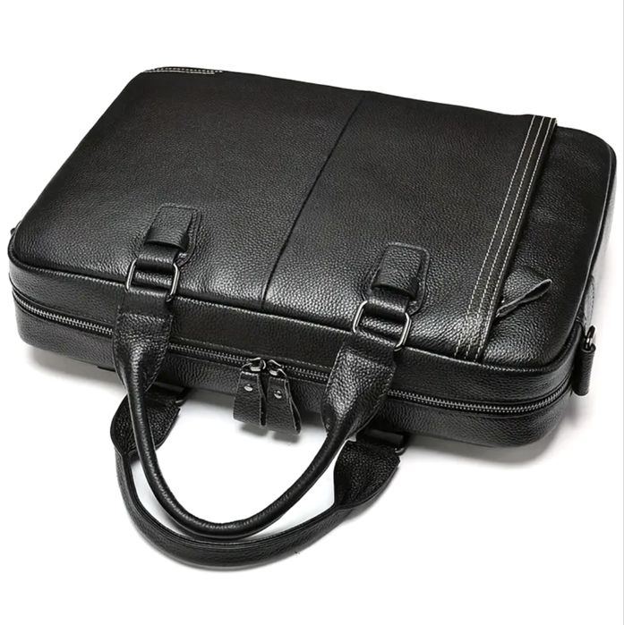 Мъжка луксозна кожена бизнес чанта (Офис Кежуал за лаптоп)Естест. кожа