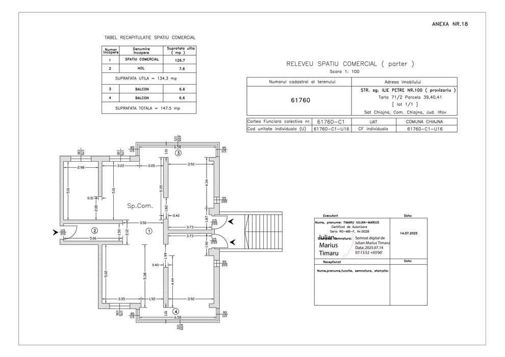 Inchiriere spatiu comercial - suprafata utila 147,5 mp