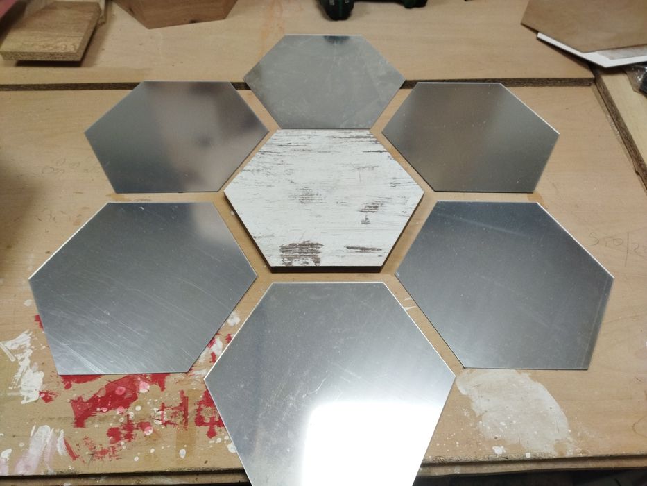 Етажерка,стенен панел,огледало,шестоъгълник,хексагон .