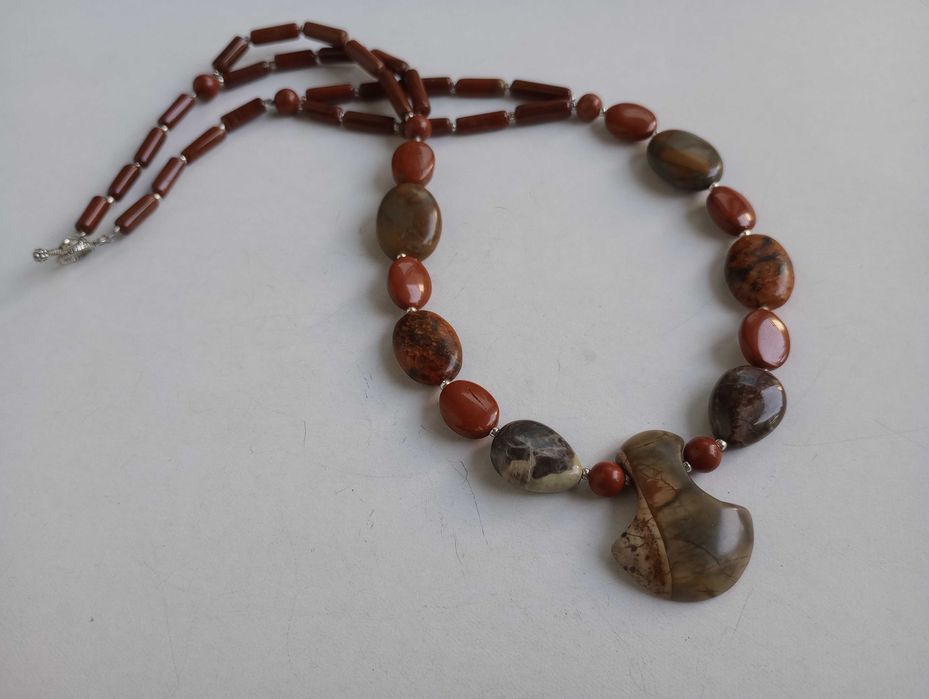 colier mix pietre naturale,jasp rosu,boho chic