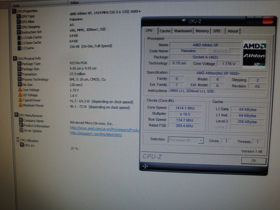 Procesor AMD Athlon XP 1600+ Palomino AX1600DMT3C 462 - de colectie