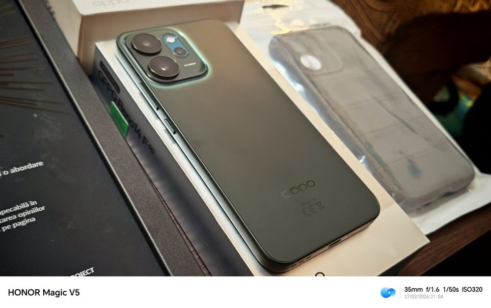Oppo Reno 14F -5G Louminous Green / 256 GB Pachet încarcator și husa