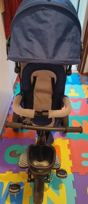 Tricicleta Kinderkraft Aveo bleumarin cu gri, cu șezut rotativ