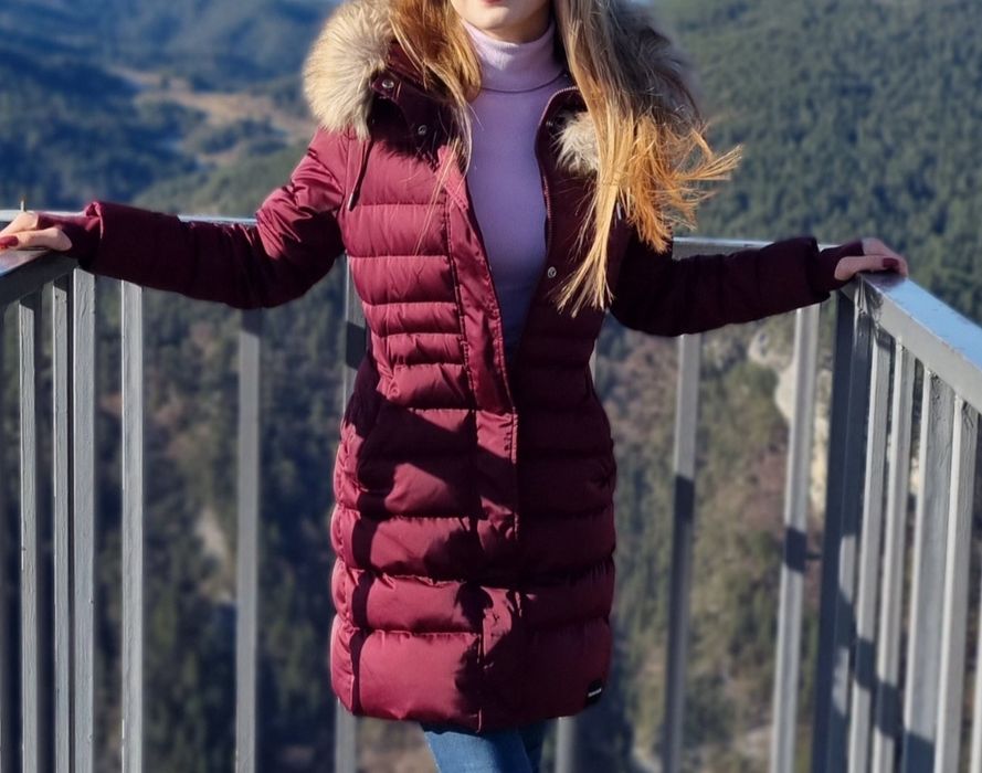 Calvin Klein яке естесвен пух бургунди