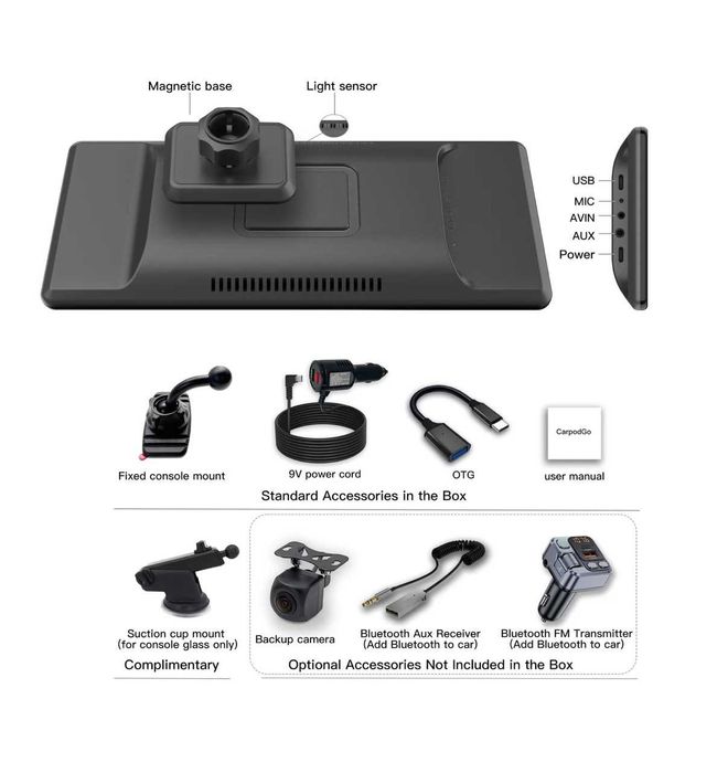 Consola Auto / CarpodGo T3 Pro / Apple Carplay / Android Auto / Sigilata