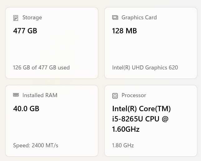 Lenovo ThinkPad T490 SSD 500GB, RAM 40GB, iCore i5 1.6GHz