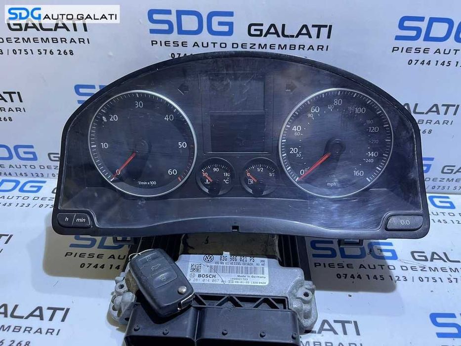 Kit Pornire ECU Calculator Motor Cip Cheie Imobilizator VW Golf 5 2.0 TDI BMM 2004 - 2008 Cod 03G906021PS 0281014067 [L2259]