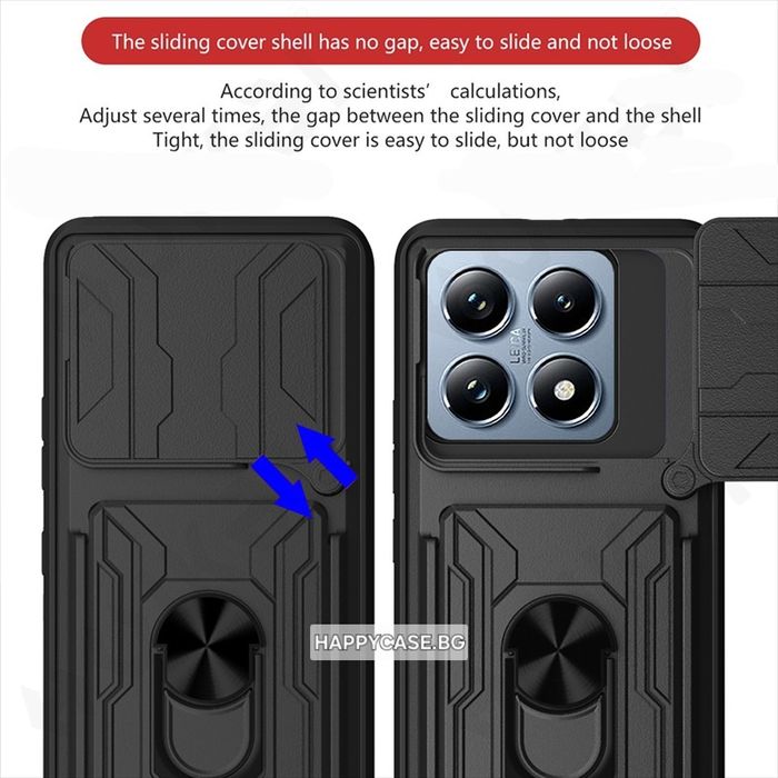 Xiaomi Poco X8 Pro 5G / RING CARD SLOT Удароустойчив кейс гръб със слот за карта и ринг