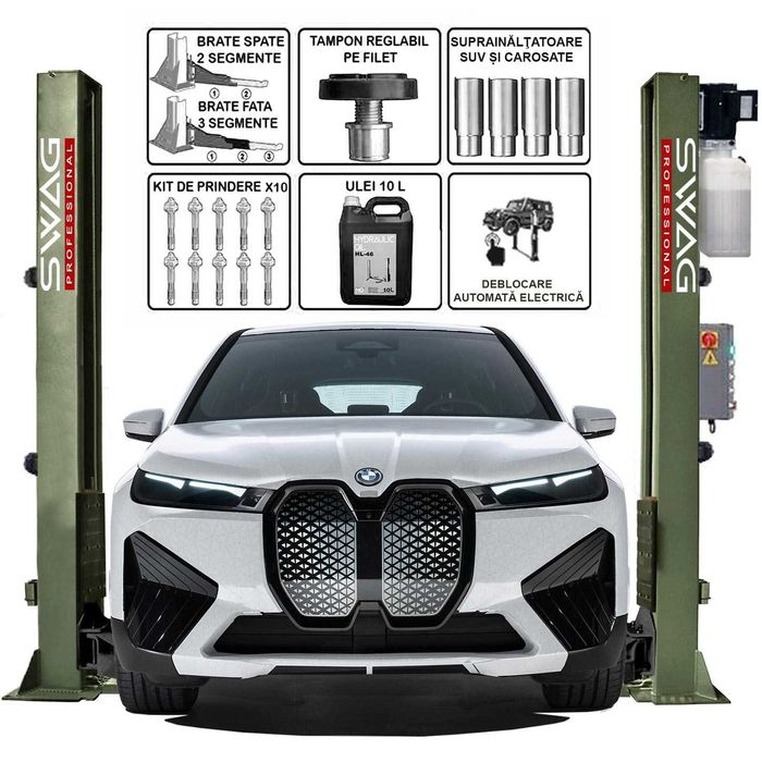 Elevator 2 coloane 4T brate fata 3 segmente/220-380V, cod-SWAG Automat