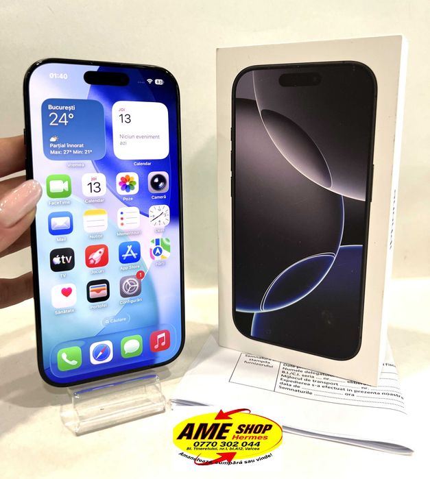 iPhone 16 Pro, 128GB, garantie 7 luni,  Black Titanium!