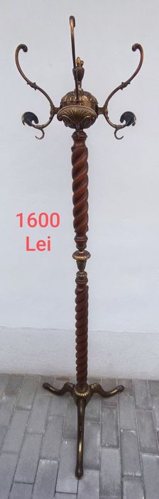 Cuier de perete / Podea / Pom Vintage din lemn masiv sculptat