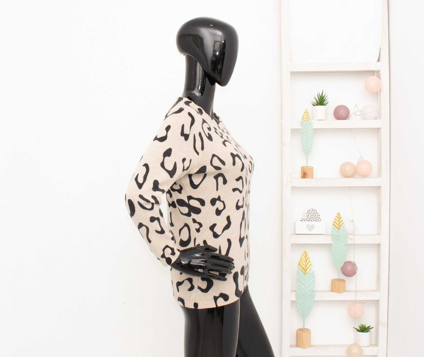 Gharani Strok London дамски пуловер от 100% кашмир животински принт L