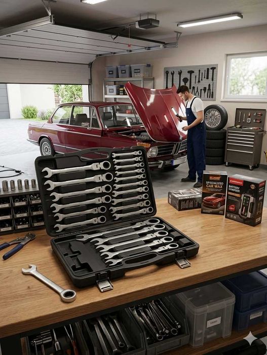 Set 22 Chei Combinate cu Clichet Cap Flexibil 6-32mm Profesional