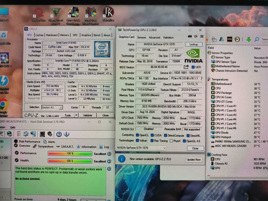 Unitate PC GAMING i7 8700 4.6Ghz/16GB DDR4/GTX1070 8GB GDDR5/SSD 256 NVMe/1TB HDD