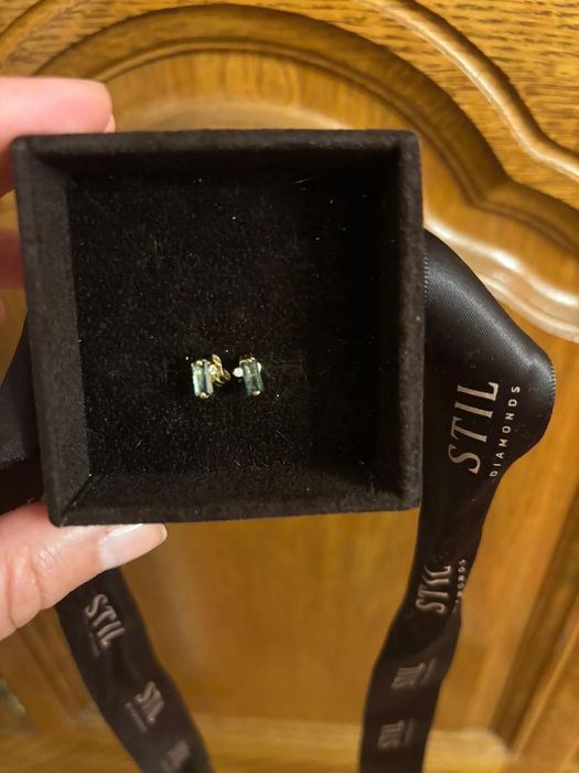 Cercei aur cu diamante si topaze